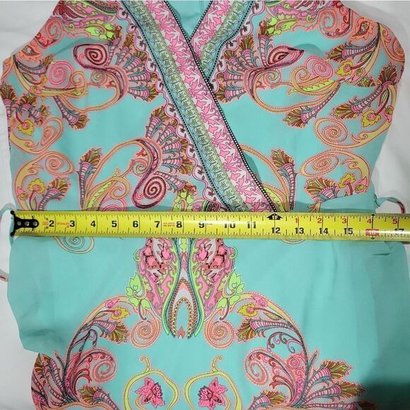 Sandra Darren Women's Sleeveless V-Neck Faux Wrap Chiffon Dress sz 10 - Picture 6 of 15